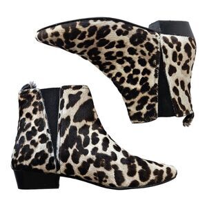 BODEN Women's 36 US 5.5 Ankle Boots Booties Calf Hair Leopard Pattern 1" Heel